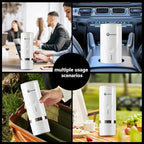 Portable Electric Espresso Machine, Car Travel Self-Heating Electric Coffee Maker for Camping with Type-C, Suitable for ground coffee and Ns capsules for RV, Hiking, Office Spring Travel White Heating