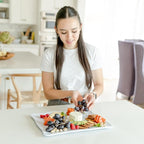 Melamine Large Plastic Serving Platters and Trays, 15" x 11" Rectangular Serving Trays for Food, Dishes, Party - 2 Pcs