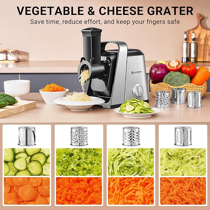 AAOBOSI #8 Meat Grinder, 6-In-1 Meat Grinder Electric [3000W Max] with 4 Slice, Shred Blades,2 Grinding Blades,4 Plates, 3 Sausage Stuffer,Kubbe Kit, Burger Press, 2 Meat Claws, for Home Kitchen Use