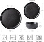 TheTerra Ceramic Dinnerware Sets for 4, 12 Pieces Porcelain Lightweight Plates and Bowls Sets, Scratch Resistant Dish Set, Oven & Microwave & Dishwasher Safe, Black