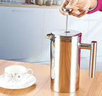 Insulated French Press Coffee Maker Stainless Steel Double-Wall Metal 3 Level Filtration System, Rust-Free Dishwasher Safe