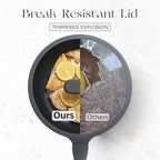 Nonstick Ceramic Frying Pan with Lid, 8/10 Inch Skillet with Stay Cool Handle, Fully Coated, Induction Compatible & Oven Safe, 100% Dishwasher Safe, PTFE & PFOA Free（8 Inch, Black Sesame）