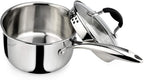 AVACRAFT Tri-Ply Stainless Steel Saucepan with Glass Strainer Lid, Two Side Spouts, Ergonomic Handle, Multipurpose Sauce Pan with Lid, Sauce Pot, Cooking Pot (Tri-Ply Full Body, 2.5 Quart)