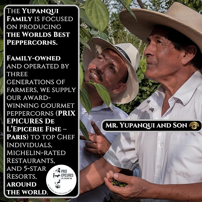 YUPANQUI Organic Black Pepper Grinder Manual Pepper Grinder 3.5oz Award-Winning Gourmet Peppercorns Peppermill BLACK IMPERIAL, Best Black Peppercorn Grinder for Kitchen