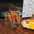Microwave Bacon Cooker, 2 in-1 Glass Cooking Pot, Microwavable Bacon Grill with Silicone Lid, Grease Easy Clean