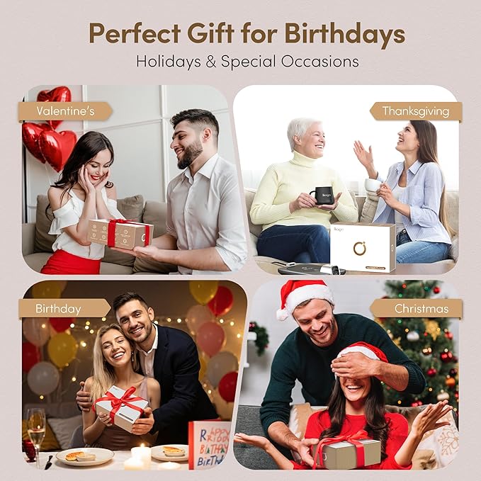 Coffee Mug Warmer Set, Temperature Control Smart Heated Mug for Desk, Electric Coffee Warmer with Auto Shut Off & Real-Time Temp Display, Gifts for Women Men, 15oz, Pink