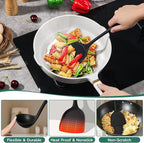 Cooking Utensils Set of 6, Onader Black Silicone Kitchen Cooking Utensils Set for Nonstick Cookware, Non Toxic & Dishwasher Safe