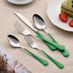 20-Piece Green Silverware Set 18/0 Stainless Steel Silverware Set Green Handle Cutlery Set Service for 4 Dinner Knives Forks Spoons Set Flatware Set Finish Dishwasher Safe…