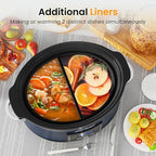 Sunvivi 6 Quart Programmable Slow Cooker with 2 in 1 Silicone Liners, Multi-Cooker Food Warmer with Digital Timer, Adjustable Tempature Control, Dishwasher Safe Parts, Blue