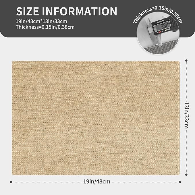 Cloth Placemats, Set of 6 Heat-Resistant Cotton Linen Blend Double Layered Machine Washable Place Mats, Wrinkle Free Thick Fabric Dining Table Mats for Indoors & Outdoors (Cream Beige, 6)