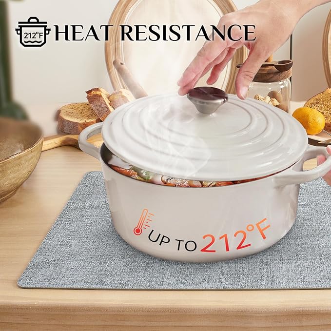 Softalker Vinyl Placemats Set of 8 - Faux Leather Heat Resistant Place Mats, 100% Waterproof Oilproof Wipe Clean Table Mats for Indoor & Outdoor Use, 17’’×12’’, Sky Blue