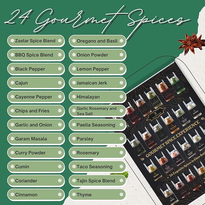Spice Gift Set -24 Gourmet Spices For Cooking, Grilling, Rubs, Mixed Spice, Herbs, Spices & Seasonings, All Purpose Seasoning, Cooking Gifts For Men, Women, Birthday, Housewarming Gifts