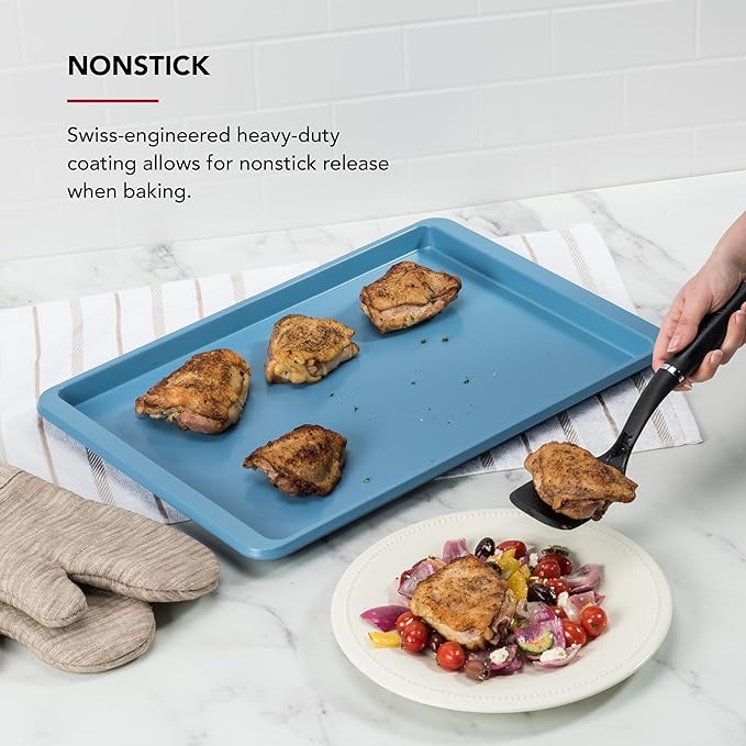 KitchenAid 13x18in Nonstick Aluminized Steel Baking Sheet, Blue Velvet