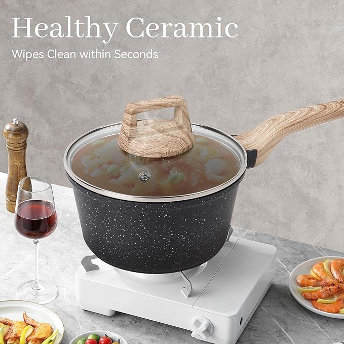 23-Piece Nonstick Pots and Pans Set – Granite Cookware Set, PFOA-Free – Includes Frying Pans, Saucepans, Griddle, Egg Pan – Induction, Gas, Electric Compatible – Black