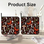 Mushrooms Pot Holders Set of 2 Heat Resistant & Non Slip Potholders, Berries and Plants Oven Hot Pads for Kitchen Cooking Baking Barbecue