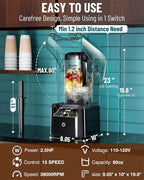 WantJoin Professional Commercial Blender With Shield Quiet Sound Enclosure 2200W Industries Strong and Quiet Professional-Grade Power, Self-Cleaning, Black