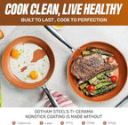 GOTHAM STEEL 15 Pc Ceramic Cookware Set, Ceramic Pots and Pans Set Non Stick with Cooking Utensils and Steamer, Non Toxic PFOA PFOS Free, Premium Stay Cool Handles, Oven & Dishwasher Safe