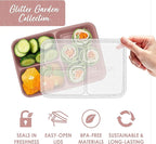 Bentgo 20-Piece Lightweight, Durable, Reusable BPA-Free 3-Compartment Containers - Microwave, Freezer, Dishwasher Safe (Garden Edition - Rosette Glitter)