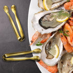 JCREN 12 Pcs Serving Tongs, Small Serving Utensils for Parties Catering Gold Tongs, Food-Grade 304 Stainless Steel Mini Appetizer Tongs for Tea Party Coffee Bar, 4 Inches - Gold