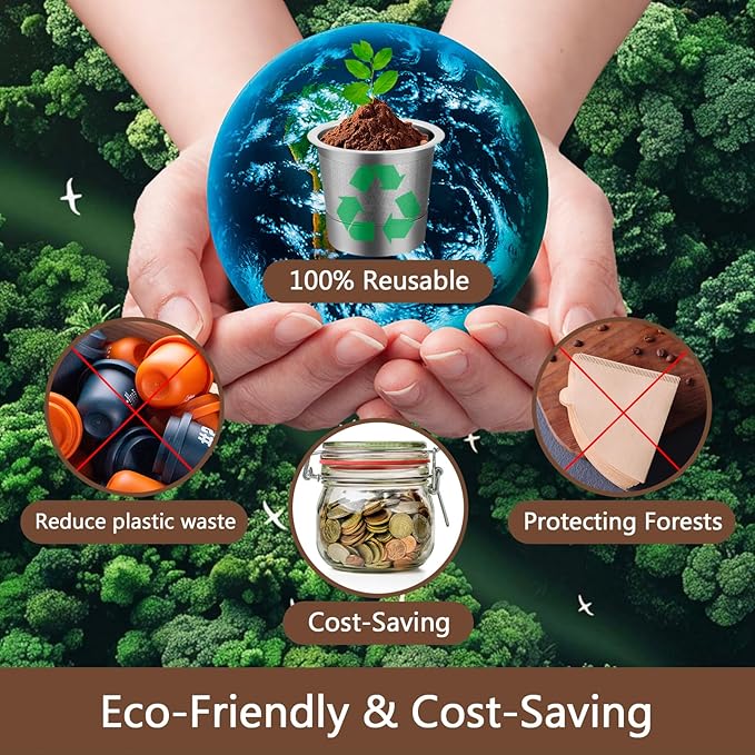 2 Pack Reusable K Cups Coffee Pods for Keurig 1.0, Stainless Steel Refillable K Cup Metal Coffee Filter with Scoop & K Cup Cleaning Brush, BPA-Free, Eco-Friendly