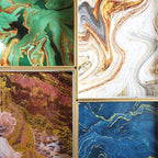 Turquoise Marbling Decorative Tray with Handles, Morden Plastic Rectangular Serving Tray for Coffee Table Bathroom, Ottoman, Home Decor, 15.7"* 10.2"* 1.38"