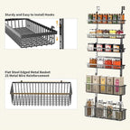 Moforoco 6-Tier Over The Door Pantry Organizer, Pantry Organization and Storage, Black Hanging Basket Wall Spice Rack Seasoning Shelves, Home & Kitchen Laundry Room Bathroom Essentials accessories