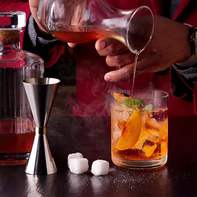 Heat-Resistant Drinking Glasses Set of 6 Double Fashioned Glass Lowball Tumblers 13.8oz Made From Premium Borosilicate All Crystal-Clear Water Cups (High borosilicate, Lowball)