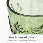 Green Glass Goblets Set of 4-10 oz Vintage Glassware Decorative Wine Glasses, Colored Cute Goblet Drinking Cups, Unique Textured Water Cup Sets, Colorful Aesthetic Pretty Drinkware Gifts