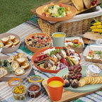 Tanice Camping Plates and Bowls Set for 4, 12-Piece Unbreakable Plastic Dinnerware, Microwave & Dishwasher Safe, Dinnerware Set with Pltaes, Bowls, Cups for Outdoor Picnic, RV, Travel Essentials