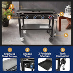Razor Griddle 4-Burner Portable Outdoor Flat-Top Griddle with Foldable Prep Shelves, 37" Propane Gas Grill