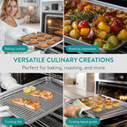 Navaris Half Sheet Baking Pan Breading Trays w Racks - Stainless Steel Baking Sheet with Wire Rack Insert for Oven Cooking - Cookie Bacon Tray - Set of 4 15.7x11.8 (40x30cm)