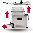 T-fal 3.5L Stainless Steel Deep Fryer with Basket, 1700W Electric Deep Fryer with Basket and Lid, Oil Filtration, Temp Control, Digital Timer, Dishwasher Safe Parts