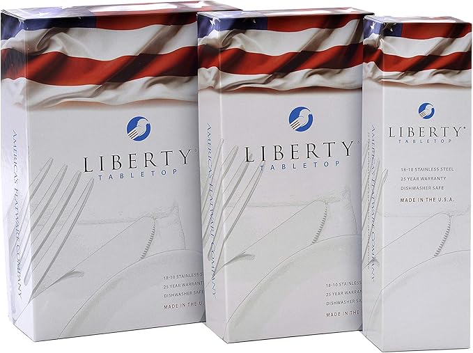 Liberty Tabletop Satin Annapolis 45 Piece Flatware set for 8 Made in USA
