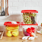 Hsei 6 Sets 6 Quart Commercial Food Storage Containers with Lids and 6 Pcs Plastic Ice Scoop for Freezer Flour Sugar Baking Bread Dog Food Restaurant Kitchen Square(Red)