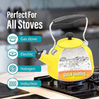 Chantal Tea Kettle, 1.7 QT, Vintage Series, Premium Enamel on Carbon Steel, Whistling, Even Heating & Quick Boil (Canary Yellow)