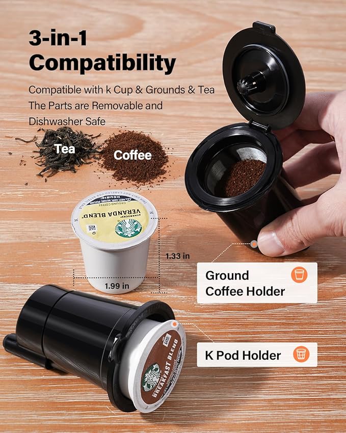 Coffee Maker Hot & Iced With Bold Setting,Single Serve Coffee Maker For K Cup And Grounds,52 Oz Removable Water Tank,6-14 Oz Brew Sizes,One Cup Kcup Coffee Machine With Reusable Filter, White