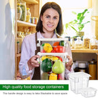 2 Pieces Square Food Storage Containers Polycarbonate Clear food Container with Lid Commercial Storage with Graduations for Commercial Kitchen Dough Marinating Meat (White,2 Qt,4 Qt)