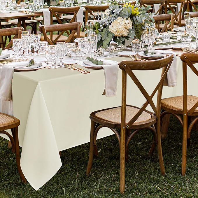 Fitable 8 Pack Rectangle Tablecloths: Stain Resistant Wrinkle Free Circle Table Clothes, Washable Reusable Polyester Table Covers for Wedding Party Birthday Banquet Reception(Ivory, 60x102 Inch)
