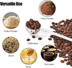 18/8 Stainless Steel Coffee Scoops, Doosu Food-Grade Metal Measuring Spoon with 4.3in Long Handle, Tablespoon Scooper for Coffee Beans, Ground Coffee, Protein Powders, Tea, Sugar (1 & 2 Tbsp)