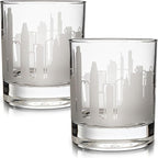 Greenline Goods Skyline Etched Philadelphia Whiskey Glasses Gift (Set of 2) | Old Fashioned Tumbler – For Philadelphia Lovers - City Accessories and Souvenirs - Philadelphia Glassware Decor