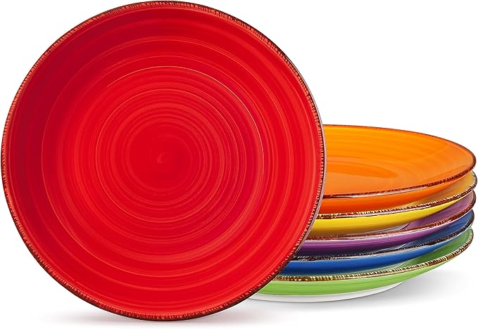 vancasso Bonita Salad Plates, 8.5 inch Colorful Small Dinner Plates Set, Ceramic Dessert Plate Serving Dishes set of 6, Microwave, Oven and Dishwasher Safe, Assorted Color