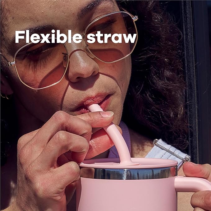 Hydro Flask 32 Oz Travel Tumbler with Handle, Lid and Straw - Insulated Stainless Steel in Jelly Pink