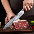 8 Inch Carving Knife & 7 Inch Fork Set, Professional Japanese High Carbon Steel Razor Sharp Butcher Brisket Slicing Knife Set for Meat Cutting, BBQ