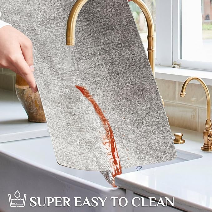 Softalker Vinyl Placemats Set of 8 - Faux Leather Heat Resistant Place Mats, 100% Waterproof Oilproof Wipe Clean Table Mats for Indoor & Outdoor Use, 17’’×12’’, Light Grey