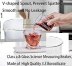 Ackers Etching Scale Measuring Glass V-Shaped Spout Made of High Borosilicate Glass Measuring for Kitchen or Restaurant, Easy to Read, 150 ML (5 Oz)- Pack of 2