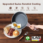 SENSARTE Nonstick Frying Pan Skillets, Swiss Granite Coating Omelette Pans, Healthy Cookware Chef's Pans, Free of Intentionally Added PFOA (9.5+11 Inch)