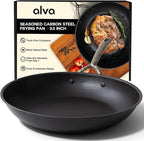 Alva Artist 9.5” Carbon Steel Frying Pan – Naturally Nonstick & No PTFE, PFOA, PFAS – Chef-Grade Heat Control for Even Cooking – Oven & Induction Safe – Easy to Clean & Built to Last a Lifetime
