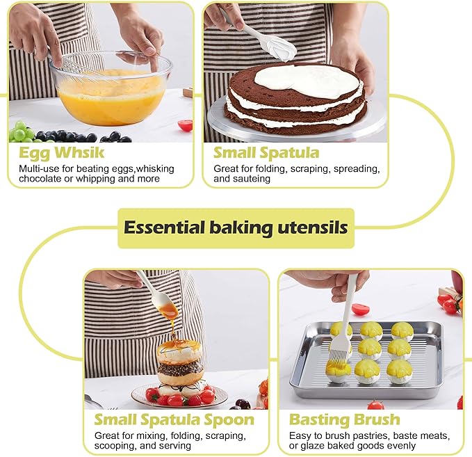 Homikit Kitchen Utensils Set, 15pcs Silicone Cooking Utensil Heat Resistant Spatula Set with Holder for Nonstick Cookware, Useful Kitchen Gadgets & Pots and Pans Accessories, White