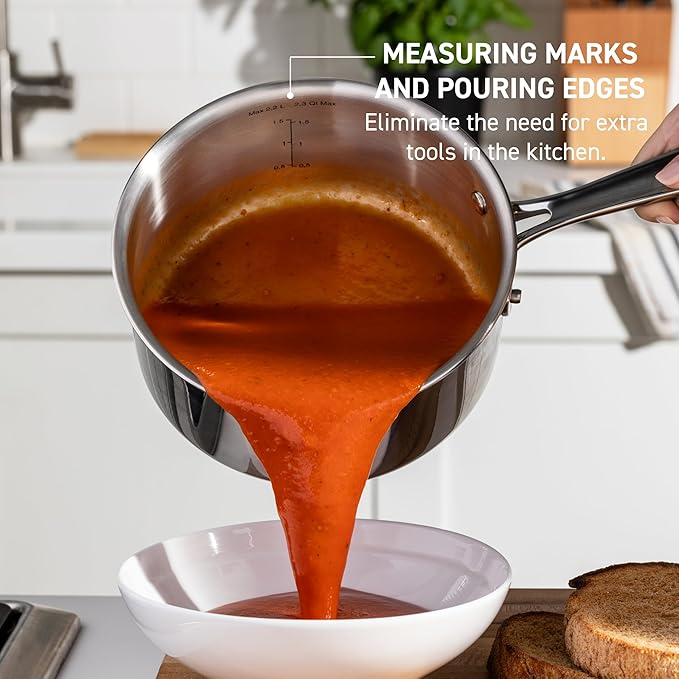 T-fal Pro Tri-Ply Stainless Steel Dutch Oven with Lid 6 Quart, Induction Compatible, Oven Safe 500F, Lid 350F, Cookware, Fast & Even Heat, Professional Quality & Durability, Dishwasher Safe, Silver