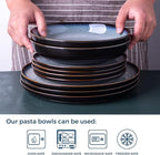 LERATIO Pasta Bowls,Ceramic 38oz Pasta Bowls,9.0" Reactive Glaze Pasta Bowl Set of 4,Microwave & Dishwasher,Oven Safe,Large Wide Serving Bowls for Salad, Dessert, Pizza, Fruit,Gray White